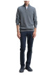 Thumbnail Pull en coton gris uni avec un col camionneur et des manches longues - Image 5