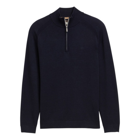 Pull en coton marine uni avec un col camionneur...