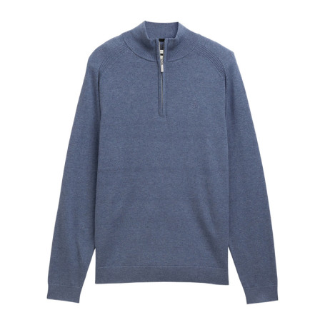Pull en coton bleu uni avec un col camionneur...