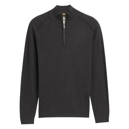 Pull en coton anthracite uni avec un col...