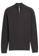 Thumbnail Pull en coton anthracite uni avec un col camionneur côtelé à zip