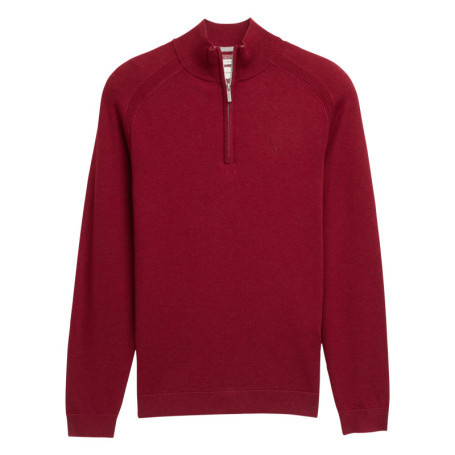 Pull en coton rouge uni avec un col camionneur...