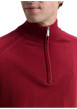 Thumbnail Pull en coton rouge uni avec un col camionneur côtelé à zip - Image 4
