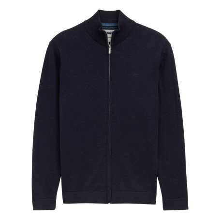 Gilet en coton marine uni avec un col montant...