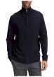 Thumbnail Gilet en coton marine uni avec un col montant et des manches longues - Image 2