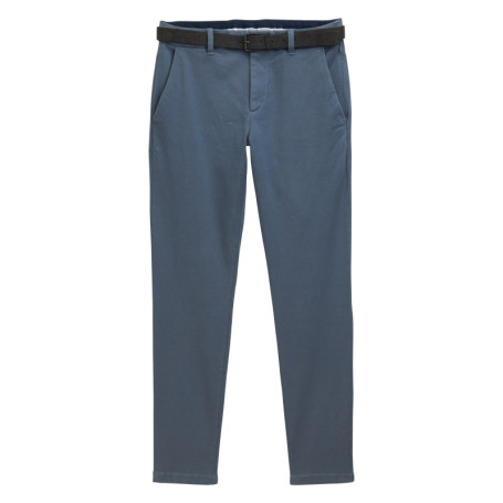 Pantalon Chino Traveler en coton bleu uni avec...