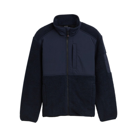 Sweat bi-matière marine uni avec un col montant...