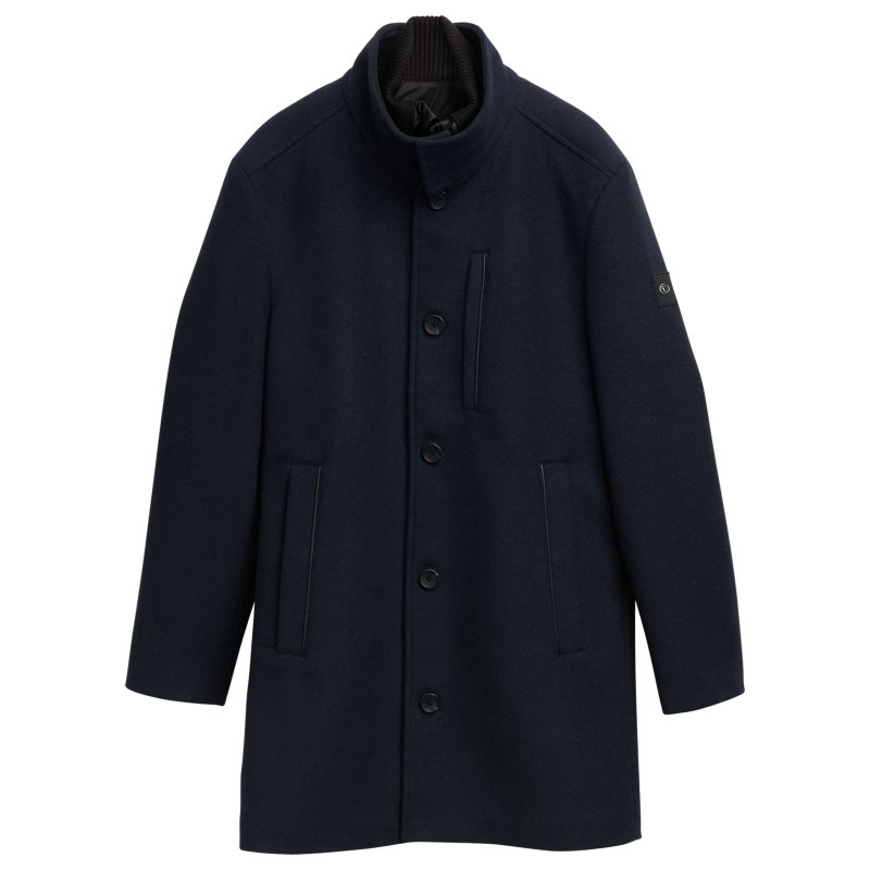 Tom Tailor - Manteau Marine Uni Avec Un Col Montant Et Boutonnière à L'avant - Marine Tom Tailor - Manteau Marine Uni Avec Un Col Montant Et Boutonnière à L'avant - Marine