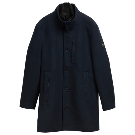Manteau marine uni avec un col montant et...