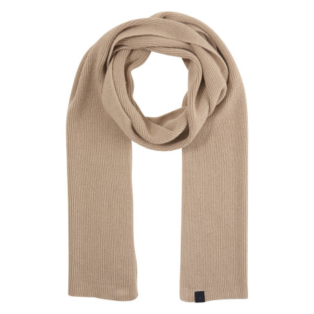 Echarpe beige unie en matière douce effet côtelé