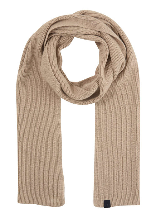 Echarpe beige unie en matière douce effet côtelé