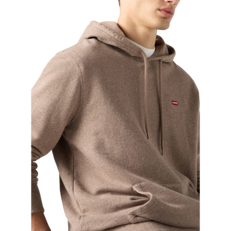 Sweat beige chiné en coton avec un col à...