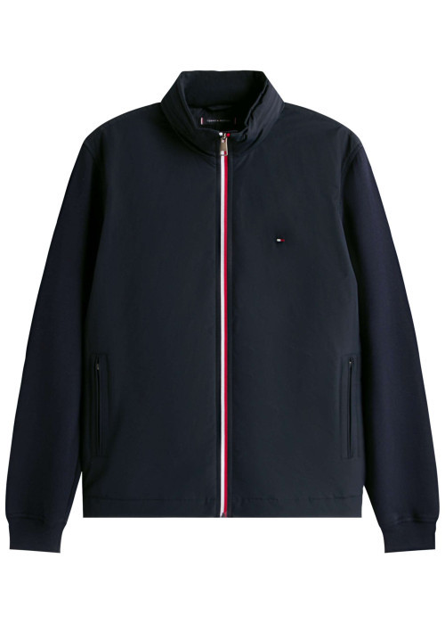 Blouson en coton marine pourvu d'une glissière aux couleurs de la marque