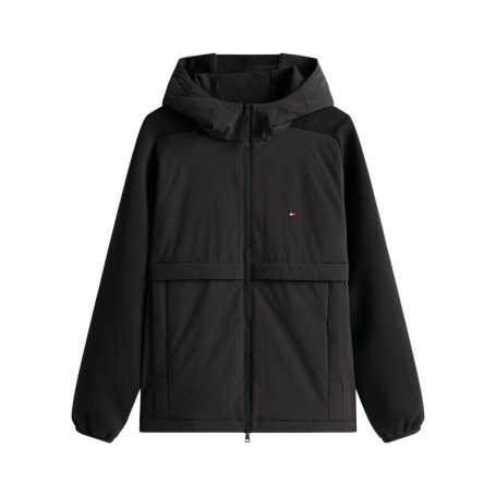 Blouson noir avec un col à capuche et une...