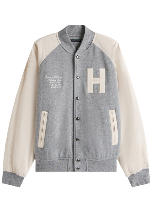 Bomber en coton gris avec un col châle et...