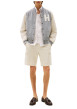 Thumbnail Bomber en coton gris avec un col châle et boutonnière chromée - Image 4