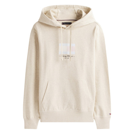 Sweat en coton écru avec un col à capuche et...