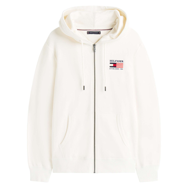 Tommy Hilfiger - Sweat En Coton écru Avec Un Col à Capuche Et Des Manches Longues - écru Tommy Hilfiger - Sweat En Coton écru Avec Un Col à Capuche Et Des Manches Longues - écru