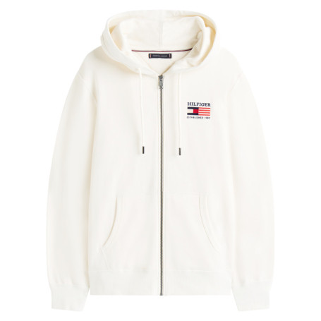 Sweat en coton écru avec un col à capuche et...