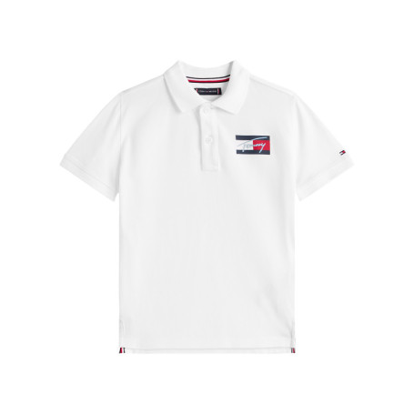 Polo coupe droite en coton blanc uni pourvu...