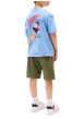 Thumbnail T-shirt à coupe droite en coton bleu uni pourvu d'un col rond - Image 3