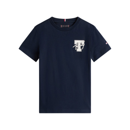 T-shirt en coton marine avec un col rond et des...