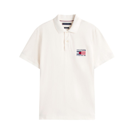 Polo en coton biologique écru avec un col à...