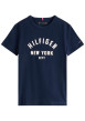 Thumbnail T-shirt en coton marine uni avec un col rond et des manches courtes