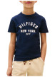Thumbnail T-shirt en coton marine uni avec un col rond et des manches courtes - Image 2