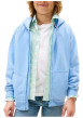 Thumbnail Sweat en coton bleu uni pourvu d'un col à capuche et fermeture à glissière - Image 2