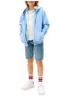 Thumbnail Sweat en coton bleu uni pourvu d'un col à capuche et fermeture à glissière - Image 4