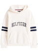 Thumbnail Sweat en coton écru uni pourvu d'un col à capuche et d'un imprimé oversize