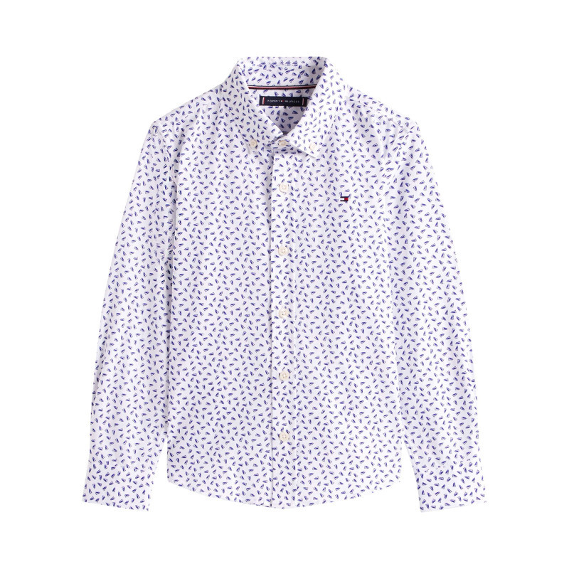 Tommy Hilfiger - Chemise En Coton Blanche Coupe Droite Ornée D'un Motif Fantaisie - Blanche