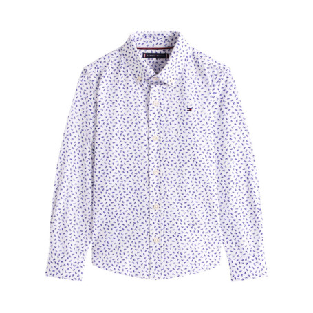 Chemise en coton blanche coupe droite ornée...