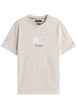Thumbnail T-shirt en coton écru fantaisie avec un col rond et des manches courtes