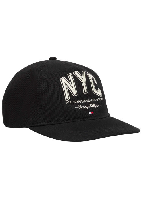 Casquette en coton noire ornée d'inscription brodées à l'avant