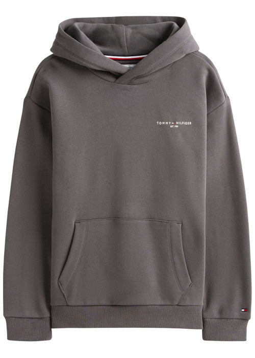 Sweat en coton anthracite avec un col à capuche et des manches longues
