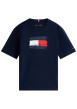 Thumbnail T-shirt en coton marine à imprimé fantaisie avec un col rond