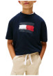 Thumbnail T-shirt en coton marine à imprimé fantaisie avec un col rond - Image 2