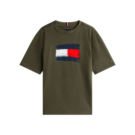 T-shirt en coton kaki à imprimé fantaisie avec...