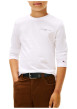 Thumbnail T-shirt en coton blanc uni à col rond avec des manches longues - Image 3