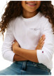 Thumbnail T-shirt en coton blanc uni à col rond avec des manches longues - Image 4