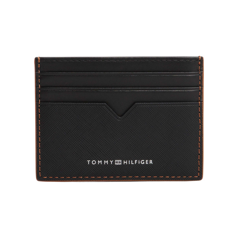 Tommy Hilfiger - Porte-cartes En Cuir Noir Uni Avec Multiples Rangements - Noir