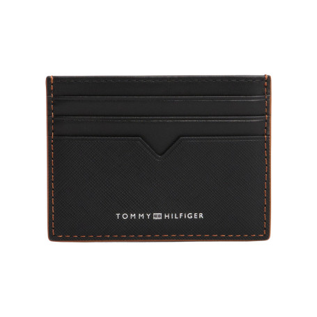 Porte-cartes en cuir noir uni avec multiples...