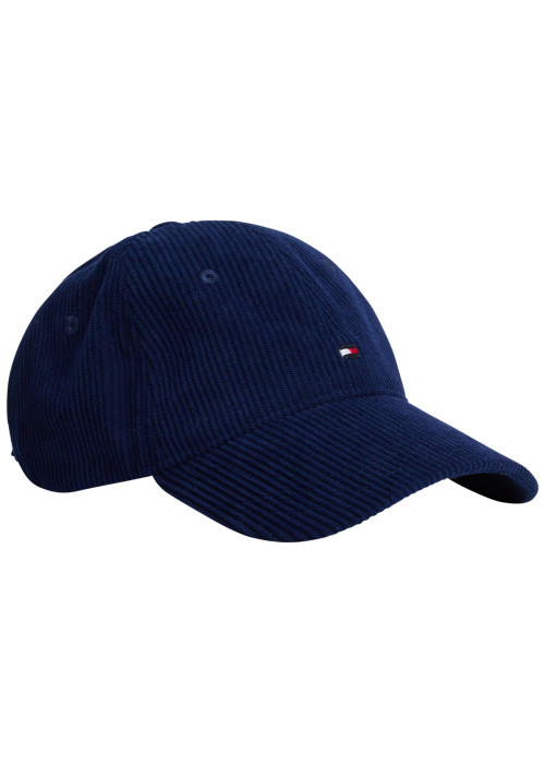 Casquette marine unie en velours côtelé avec logo de la marque