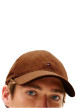 Thumbnail Casquette camel unie en velours côtelé avec logo de la marque - Image 4
