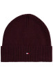 Thumbnail Bonnet en coton côtelé bordeaux uni avec un large revers