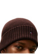 Thumbnail Bonnet en coton côtelé brun uni avec un large revers - Image 4