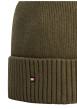 Thumbnail Bonnet en coton côtelé kaki uni avec un large revers - Image 3