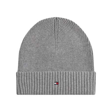 Bonnet en coton côtelé gris uni avec un large...